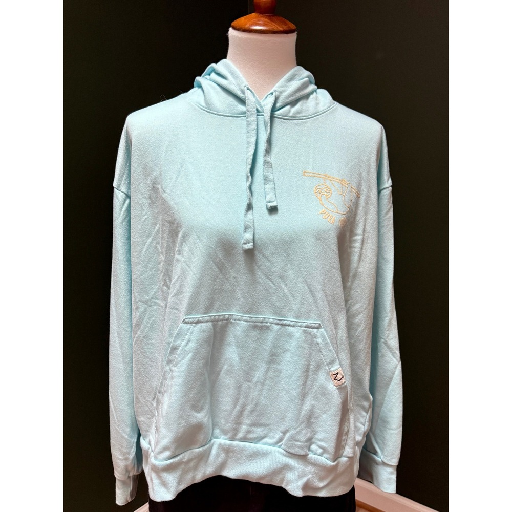 Zelva Pura Vida Light Blue Sloth Hoodie‎ Women's Size XL